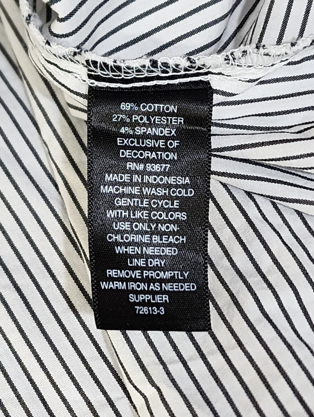 Worthington Striped Knot-Front Long Sleeve Shirt - Black/White Sz XL - Picture 9 of 9